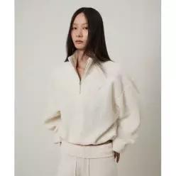 엘무드 우먼 BOUCLE Fleece Half Zip Snow White 7282019 LW25FWLWLT013