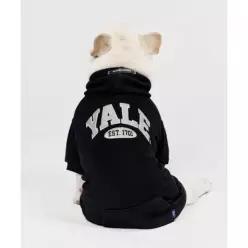 YALE 투톤아치 도기 후드 블랙 강아지옷