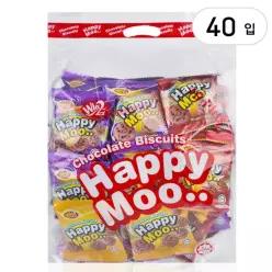 해피무 과자 스마일 비스킷 대용량 단체 스낵 사무실 탕비실 개별포장 초코맛, 12g, 40개