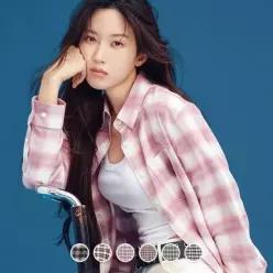 백화점 지오다노 여성 가을겨울 루즈 오버핏 긴팔 플란넬 체크 면 남방 셔츠 346911