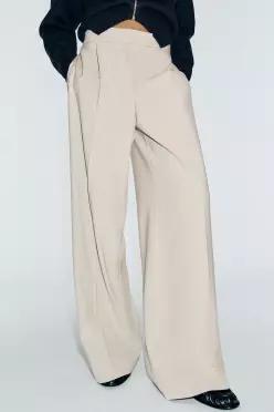 ZARA 자라 와이드 플랫 프론트 팬츠 스톤 4387 493 806