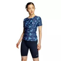 나이키 Nike 여성 피트니스 수영복 수영 올 오버지퍼 반판 반소매 세퍼레이츠 상하의 세트 네이비 M-LL사이