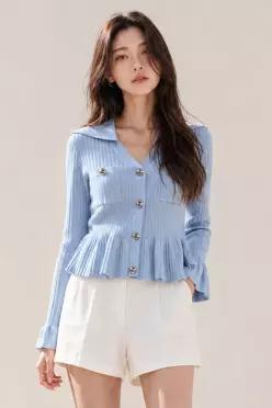 제시뉴욕 여성 가디건 올릭스 브이 오픈 카라 버튼 니트 카디건 하객룩 오피스룩