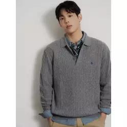 [빈폴] [Essential] 케이블 칼라넥 니트 그레이 (BC6951E063)