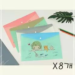 캐릭터 정리정돈 사무실정리 A4일러스트 서류파우치 화일케이스X8개랜덤 DW7A259D