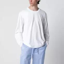 테클라 사이드 위븐 태그 크루넥 티셔츠 SLPNG TS LS 4CO WHT