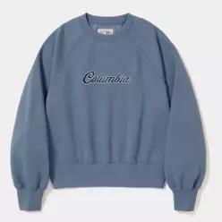 8BIT CROP FLEECE WOMEN CREW NECK _DUST BLUE
