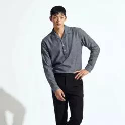 [하프클럽/]봄 가을 남성 보카시 헨리넥 긴팔 데일리 티셔츠 상의