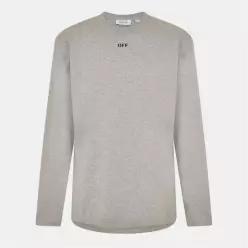 Off White 오프 화이트 크루넥 긴팔 일반핏 티셔츠 - 회색/검정 7641633