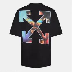 Off White 오프 화이트 바버 스케이트 크루 넥 반팔 티셔츠 - 블랙-세레니티 7641644