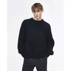 지 송지오 컬렉션 인터록 라운드넥 니트 블랙 SI5KT718BK 7277056