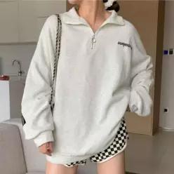 [라일리여성의류] Rly 레터링 카라 루즈핏 긴팔 맨투맨