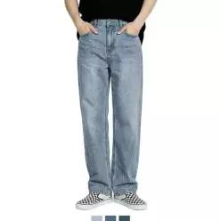 [셀러에이드]남성 연청 중청 워싱밴딩 세미와이드 데님팬츠 중 청바지 남성