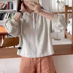 [하프클럽/신상오픈런]지지리 볼륨 플레인 티셔츠 루즈핏 여성 레글런 후디 스프링