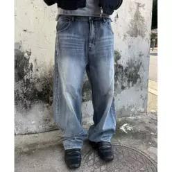 9999아카이브 Flow Slit Curved Denim Pants Wed Blue