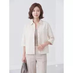 [하프클럽/올리비아하슬러]화이트 포켓 스티치 셔츠 OHCMBL103