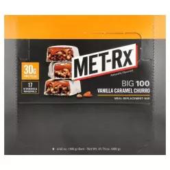 MET-Rx, Big 100, Meal Replacement Bar, Vanilla Caramel Churro, 9 Bars, 3.52 oz (100 g) Each
