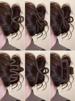 커피색 무광 대형 머리카락 클립 여성용 헤어 악세사리