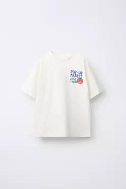 ZARA 푸드 프린트 티셔츠 - 화이트 5048/761/250