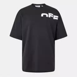 Off White 오프 화이트 슈레드 스케이트 레터링 남자친구 티셔츠 - 블랙-화이트 7641688