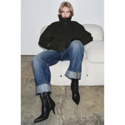 (MD PICK) ZARA 레더 힐 앵클부츠 - 블랙 1103610800 129821