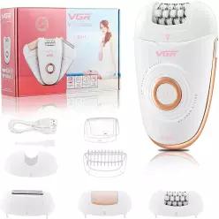 VGR 739 여성용 3 in 1 무선 제모기 USB 충전식 LED 조명 2단계 속도 조절 방수 기능 다리 팔 겨드랑이 비