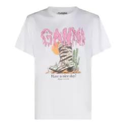 [S27]가니 A1050253151 여성 티셔츠 긴팔 반팔티 피케셔츠 폴로티 로고 BRIGHT WHITE