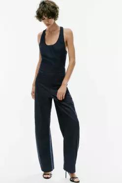 ZARA 페이크 데님 크로스 스트랩 롱 점프수트 - 다크 인디고 6929/281/443