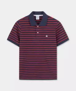 브룩스 브라더스 BROOKS BROTHERS 슬림핏 마리너 스트라이프 피케 숏슬리브 폴로 네이비 BBNTMF9062QFM 116