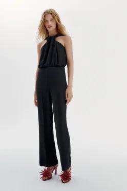 ZARA 플레어 스탠드 넥 점프수트 - 블랙 3897/163/800