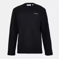 Off White 오프 화이트 크루넥 긴소매 저지 티셔츠 - 검정색/핑크 7641741