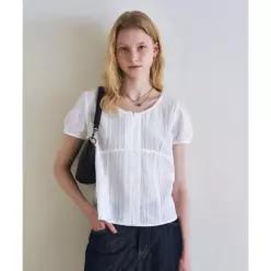 매장정품 LOEIL Lace puff sleeve tie-back blouse_Ivory