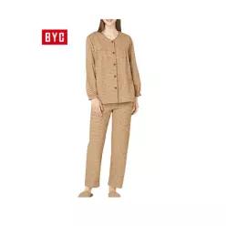 BYC 기모선염여잠옷세트 면여잠옷세트 겨울 나이트 순면 실내복NCG2211
