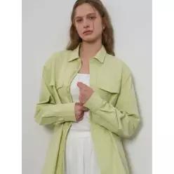 제너럴아이디어 GENERALIDEA UNISEX 워시드 더블 포켓 셔츠 [LIME] / GF1USH002