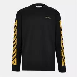 Off White 오프 화이트 크루넥 긴소매 저지 티셔츠 - 블랙-시트러스 7641778