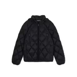QUILTING HOODY LIGHTWEIGHT JUMPER IN BLACK