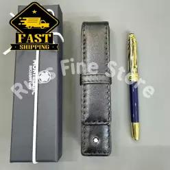 미국 입찰 MB 마이스터스틱 클래식 다크 블루 만년필 및 몽블랑 가죽 파우치 198486500992