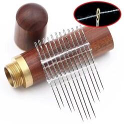 30pcs 셀프 스레딩 바늘 저장 나무 배럴 블라인드 바느질 DIY 용품과 노인 친화적 홈 키트