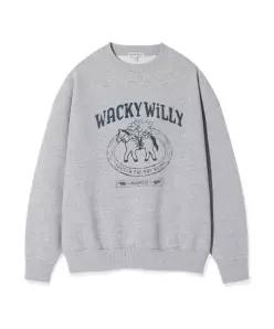 와키윌리 WACKYWILLY 우먼스 타이포 그래픽 맨투맨 그레이
