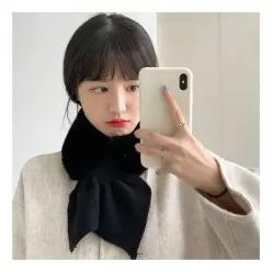 1+1 밍크 퍼 니트 머플러 목도리 워머 여자 쁘띠
