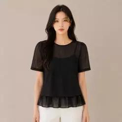 [JJ지고트](대전신세계)플레어라인 뷔스티에 시스루 블라우스 GS8N0BL251