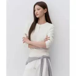 무신사스탠다드 MUSINSA STANDARD WOMAN 우먼즈 에센셜 헨리 넥 니트 [아이보리]MWFWL8A03-IV 172370
