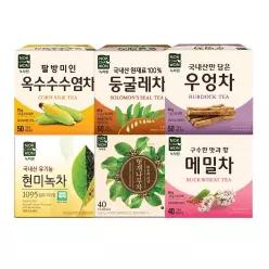 티백차 6종 한번에쓱(현미녹차 50T+둥굴레차50T+메밀차 40T+우엉차 40T+옥수수