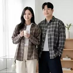 [신상오픈런]남자 여자 면혼방 클래식 체크 루즈핏 셔츠 포인트 아이템