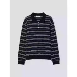 에잇세컨즈 8seconds 포멀 스트라이프 칼라 니트 네이비