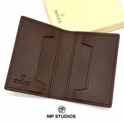 미국 롤렉스 갈색 송아지 가죽 카드 홀더 지갑 AD 박스 187874675283