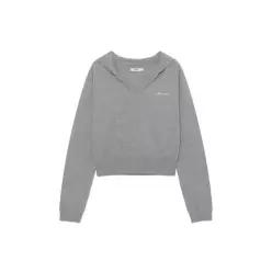 글로니 GLOWNY G HUG V-NECK KNIT HOODIE (MELANGE GRAY)GC26SUKN002MGR 154400