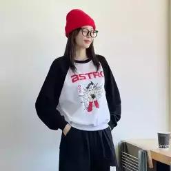 [핑크시슬리] 파워보이 레글런 배색 박스 맨투맨