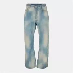 Off White 오프 화이트 디스트레스드 미드 라이즈 와이드 핏 진 - 더티 블루 7747245