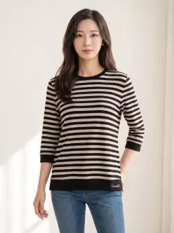 크로커다일레이디 컬러 배색 슬림 티셔츠_CLEFTS103 456543 크로커다일 레이디